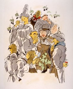 Humoristische wijnillustratie 1946. Illustratie door Julien Pavil