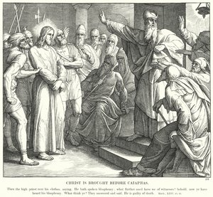 Christus wordt voorgebracht bij Kajafas door Julius (after) Schnorr von Carolsfeld
