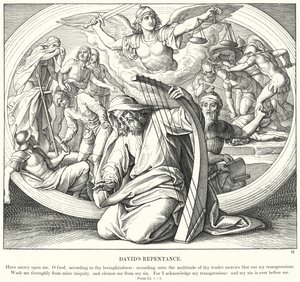 Davids Berouw (gravure) door Julius (after) Schnorr von Carolsfeld