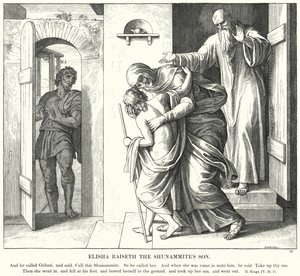 Elisa Wekt de Zoon van de Sunamitische op door Julius (after) Schnorr von Carolsfeld