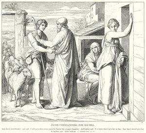 Jacob Sluit een Verbond voor Rachel door Julius (after) Schnorr von Carolsfeld