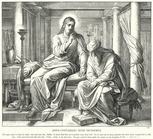 Jezus Gesprek met Nicodemus (gravure) door Julius (after) Schnorr von Carolsfeld