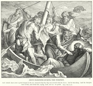 Jezus Slaapt tijdens de Storm door Julius (after) Schnorr von Carolsfeld