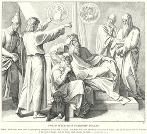 Jozef verklaart de dromen van de farao door Julius (after) Schnorr von Carolsfeld