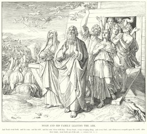 Noach en zijn Familie Verlaten de Ark (gravure)