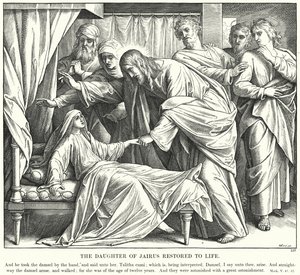 De Dochter van Jairus Hersteld tot Leven door Julius (after) Schnorr von Carolsfeld