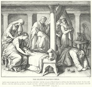 De dood van Davids kind door Julius (after) Schnorr von Carolsfeld