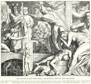 De Dood van de Eerstgeborene en de Bevrijding van de Israëlieten door Julius (after) Schnorr von Carolsfeld