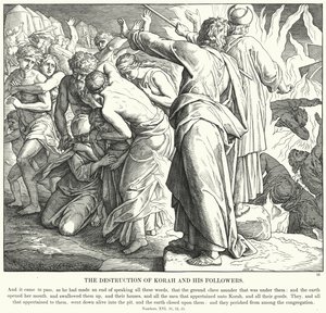 De Vernietiging van Korach en zijn Volgelingen (gravure)