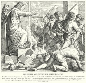 Het volk wordt gestraft voor hun afgoderij door Julius (after) Schnorr von Carolsfeld