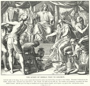 Het Bezoek van de Koningin van Sheba aan Salomo (gravure)