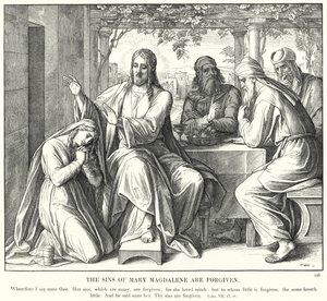 De zonden van Maria Magdalena worden vergeven door Julius (after) Schnorr von Carolsfeld