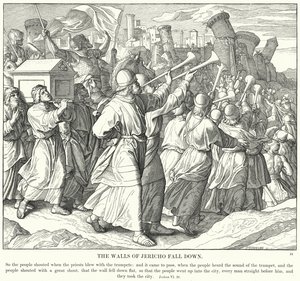 De muren van Jericho vallen door Julius (after) Schnorr von Carolsfeld