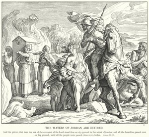 De Wateren van de Jordaan worden Gescheiden door Julius (after) Schnorr von Carolsfeld