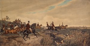 Keizer Franz Joseph I met keizerin Elisabeth tijdens een parforcejacht, 1880 door Julius Blaas von