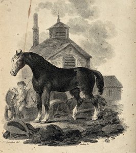 Een trekpaard voor de trekkar met de voerman door Julius Caesar Ibbetson