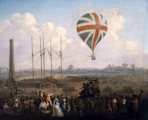 De Nieuwe Ballon van de Heer Lunardi, 29 juni 1785 door Julius Caesar Ibbetson