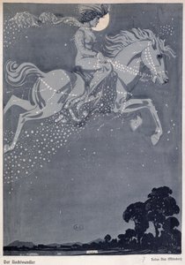 De nachtzwerver (kleurenlitho) door Julius Diez