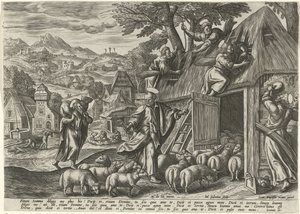 Petrus als goede herder door Julius Goltzius