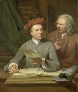 Zelfportret. Naast de kunstenaar staat zijn vader en leraar Jan Maurits Quinkhard (1688-1772)