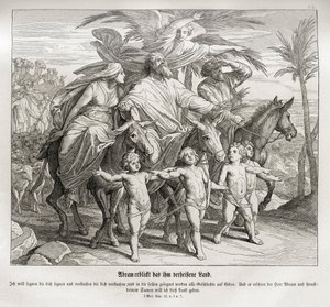 Abraham ziet het beloofde land, Genesis door Julius Schnorr von Carolsfeld