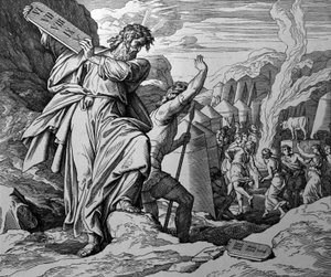 Aanbidding van het gouden kalf door Julius Schnorr von Carolsfeld