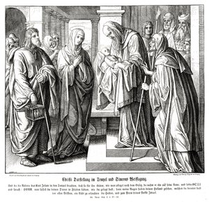 Christus wordt in de tempel gepresenteerd, Evangelie van Lucas door Julius Schnorr von Carolsfeld