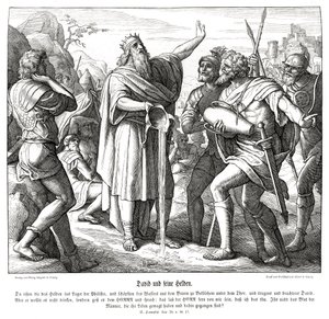 David en de drie machtige mannen door Julius Schnorr von Carolsfeld