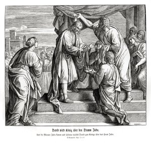 David wordt koning van Juda, 2 Samuel door Julius Schnorr von Carolsfeld