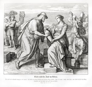 Eliezer en Rebecca bij de bron, Genesis door Julius Schnorr von Carolsfeld