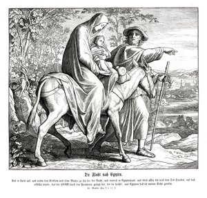 Vlucht naar Egypte, Evangelie van Matteüs door Julius Schnorr von Carolsfeld