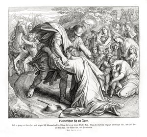 Jakob en Esau verzoenen zich, Genesis door Julius Schnorr von Carolsfeld