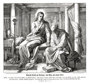 Jezus en Nicodemus, Evangelie van Johannes door Julius Schnorr von Carolsfeld