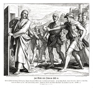 Jezus en de blinden, Evangelie van Matteüs door Julius Schnorr von Carolsfeld
