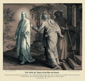 Jezus verschijnt aan twee discipelen, Evangelie van Lucas door Julius Schnorr von Carolsfeld