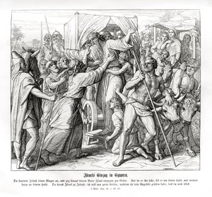 Jozefs vader arriveert in Egypte, Genesis door Julius Schnorr von Carolsfeld