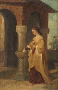 Meisje voor kerk door Julius Schnorr von Carolsfeld