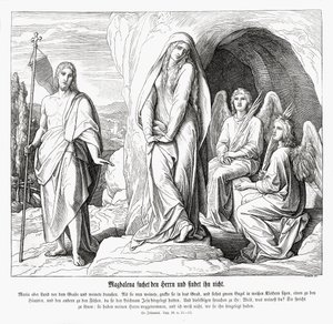 Maria Magdalena bij het graf van Jezus, Evangelie van Johannes door Julius Schnorr von Carolsfeld