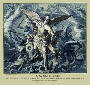 Michaëls overwinning op de draak, Openbaring door Julius Schnorr von Carolsfeld