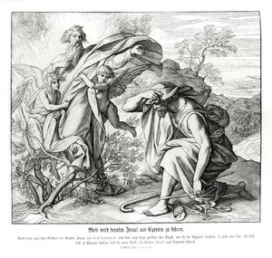 Mozes en de brandende struik, Exodus door Julius Schnorr von Carolsfeld