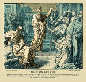 Paulus preekt in Athene, Handelingen van de Apostelen door Julius Schnorr von Carolsfeld