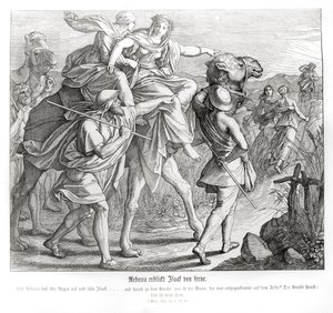 Rebecca ziet Isaak van verre, Genesis door Julius Schnorr von Carolsfeld