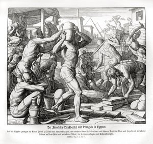 De Israëlieten worden tot slaaf gemaakt in Egypte, Exodus door Julius Schnorr von Carolsfeld