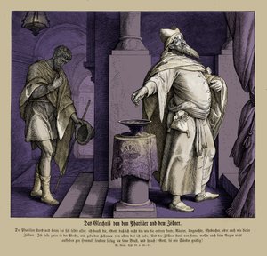 De Farizeeër en de tollenaar, Evangelie van Lucas door Julius Schnorr von Carolsfeld