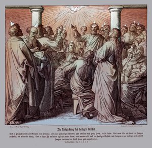De apostelen worden vervuld met de Heilige Geest, Handelingen door Julius Schnorr von Carolsfeld