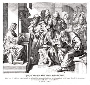Het kind Jezus in de tempel, Evangelie van Lucas door Julius Schnorr von Carolsfeld