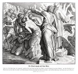 De straf van Korach, Numeri door Julius Schnorr von Carolsfeld