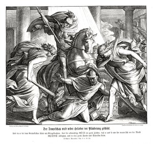 De tempelschat wordt beschermd, 2 Makkabeeën door Julius Schnorr von Carolsfeld
