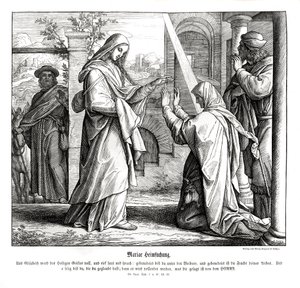 Bezoek van Maria, Evangelie van Lucas door Julius Schnorr von Carolsfeld