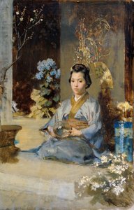 Japanse vrouw in een kamer